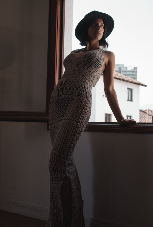 VESTIDO LARGO COSTA NOVA BEIGE